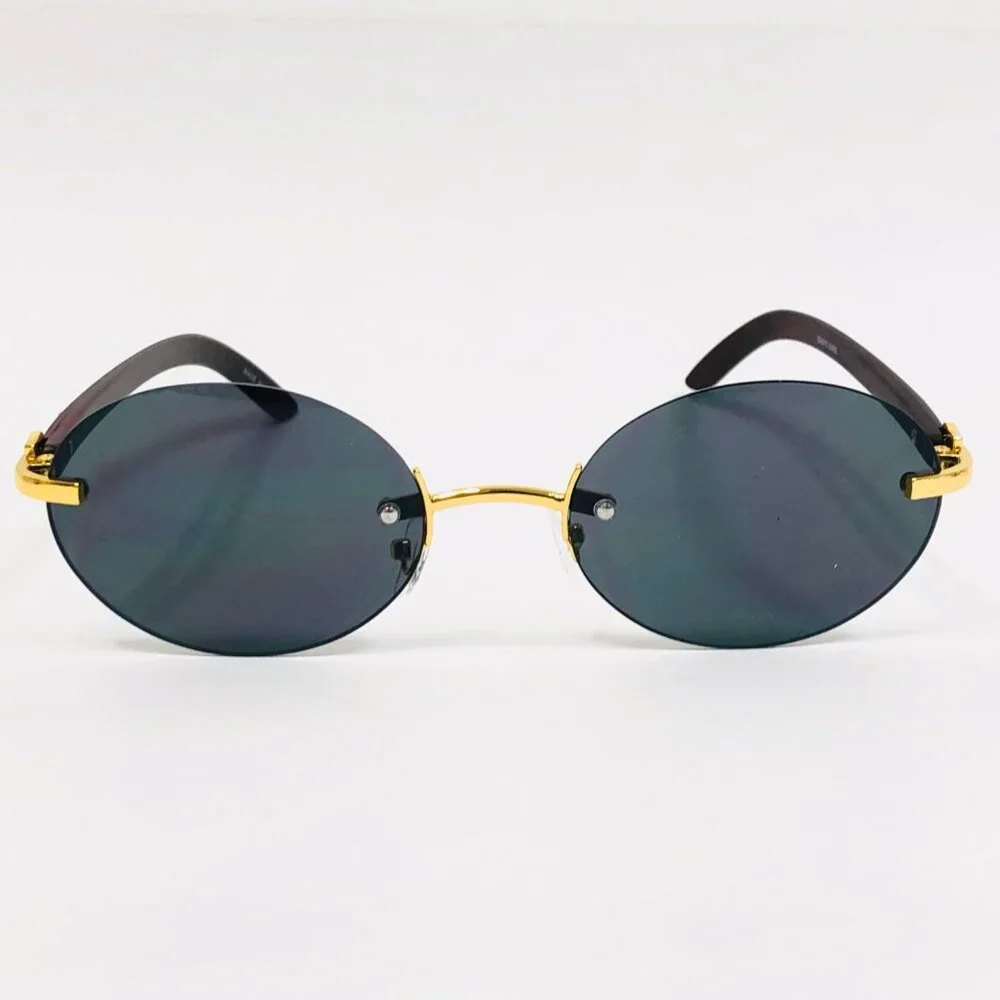 Men Sunglasses Hip Hop Style Gold Classic Dark Black Lens Woody Bufs Migos Lente